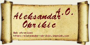 Aleksandar Oprikić vizit kartica
